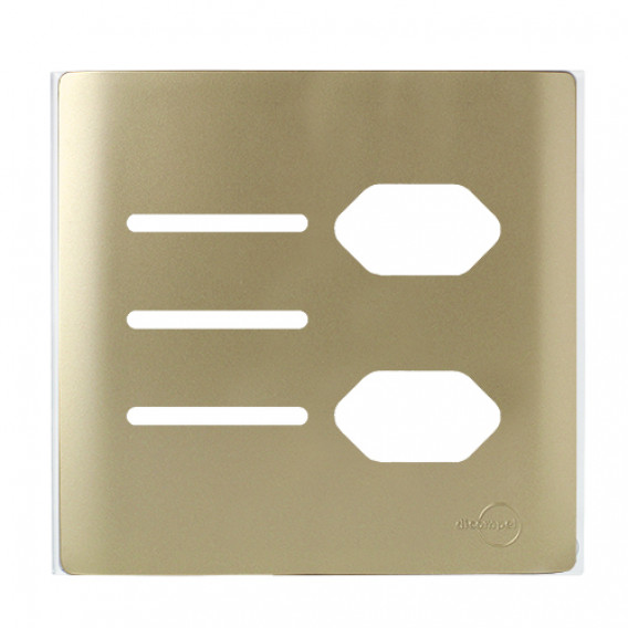 Placa p/ 3 Interruptores + 2 Tomadas 4x4 - Novara Dourado